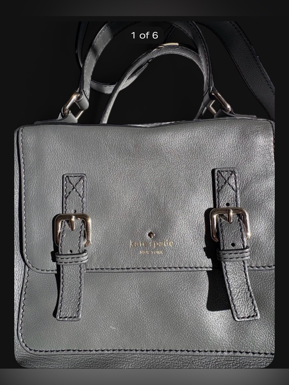 kate spade Gray Leather Buckle Satchel
